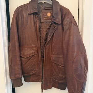 Marc New York Men's Rich Brown Leather Bomber Jacket